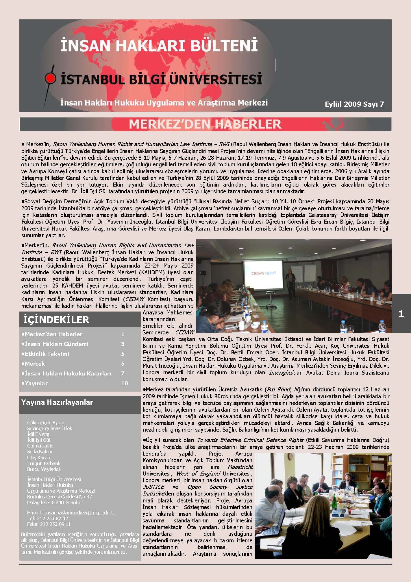 Human Rights Bulletin, September 2009, Issue 7
