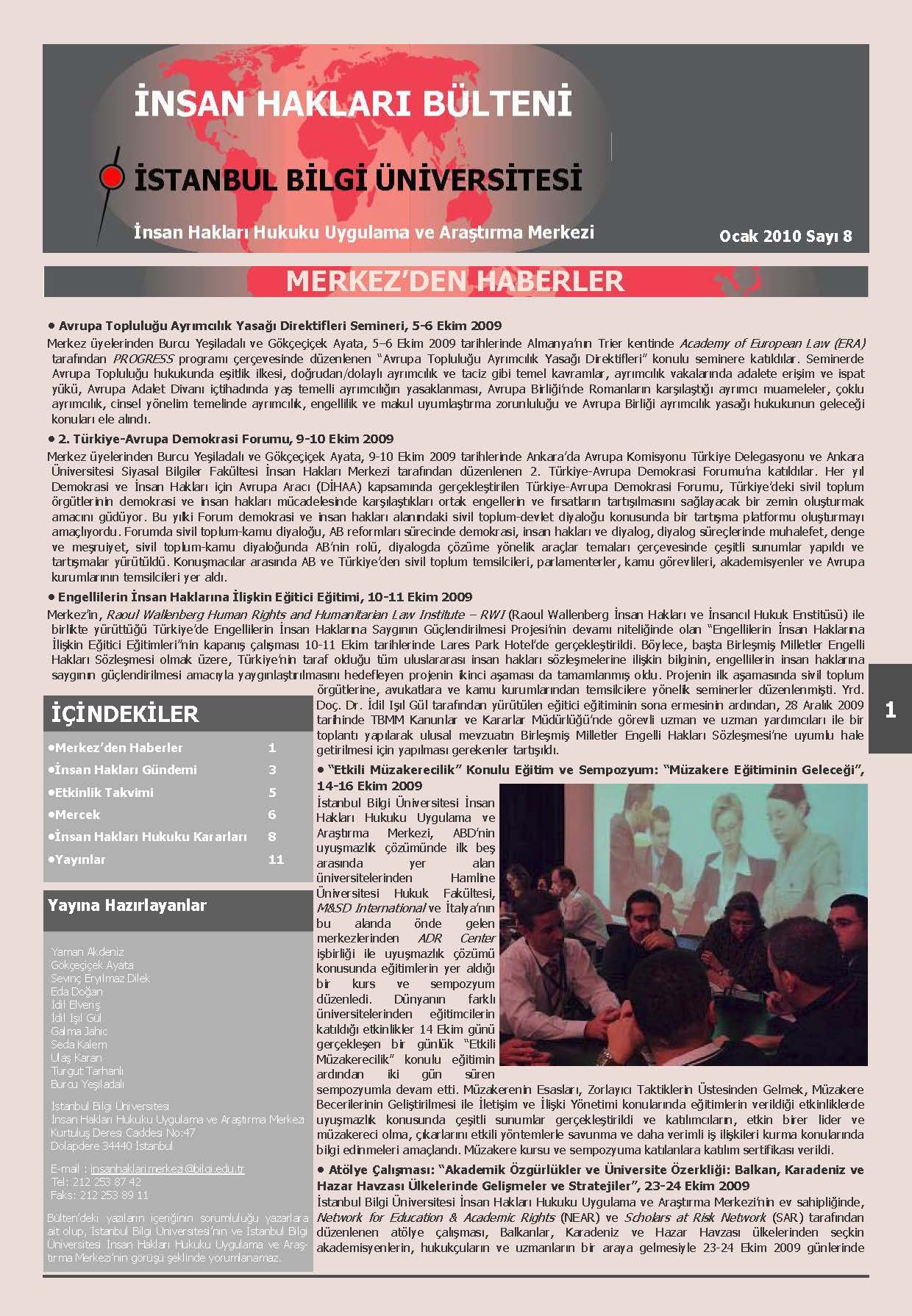 Human Rights Bulletin, January 2010, Issue 8