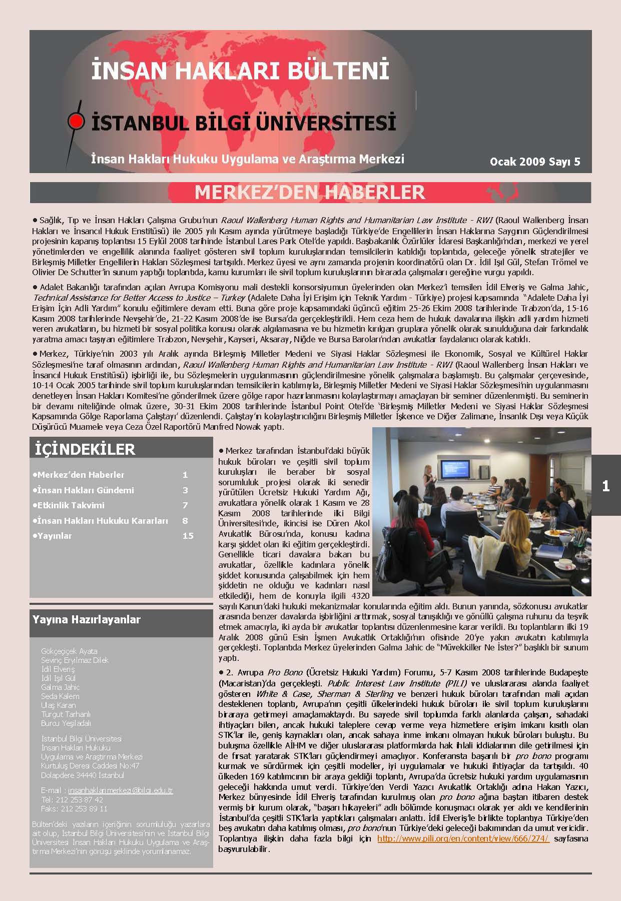 Human Rights Bulletin, January 2009, Issue 5